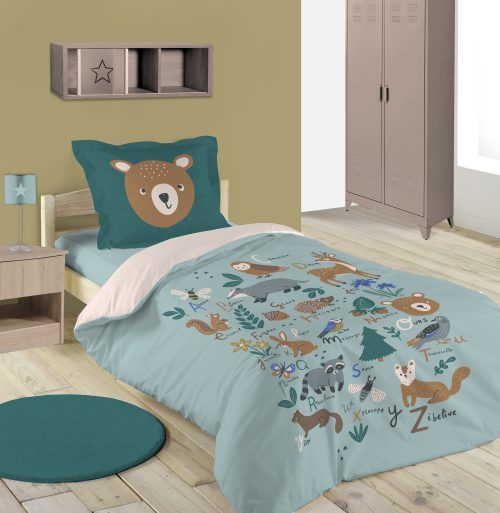 Parure de lit 140x200 ANIMAUX DE LA FORÊT magasin déco chambre enfant saint pierre 974