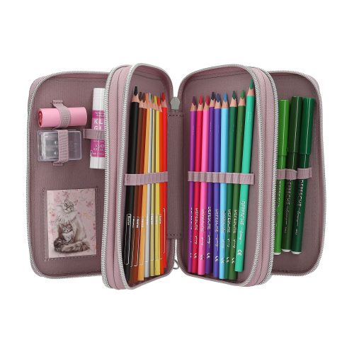 Trousse complète 3 compartiments BLOOMING KITTY magasin de rentrée des classes pour enfants à Saint Pierre 97410 livraison la réunion 974 Livraison DUPARC 97438 france metropolitaine