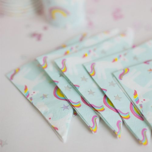 petites serviettes d'anniversaire licorne vaisselle jetable magasin enfant à st pierre 97410 livraison la Réunion 974 Duparc ste Marie 97438