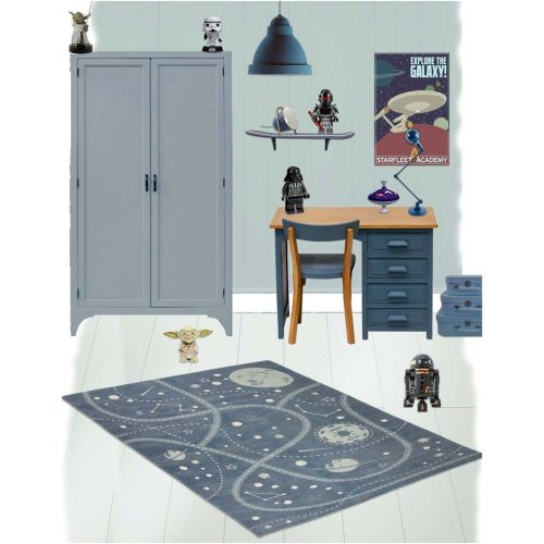 Grand tapis rectangle LITTLE GALAXY tapis coton tendance déco espace lavable en machine déco chambre d'enfants et bébé magasin de déco st pierre 97410 la réunion 974 livraison LA REUNION 974 et France métropolitaine