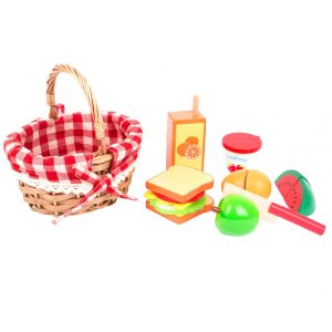 Small Foot – Panier De Pique-Nique Coloré – 17 Pièces En Bois – Jeu D’Imitation Dès 3 Ans