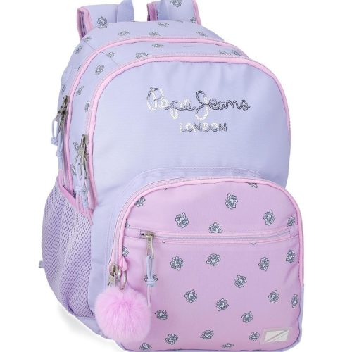 Sac scolaire pour un enfant en école primaire du CP au CM2 ou collège à roulettes amovible de bonne qualité et solide revendeur sac école boutique pour enfant st pierre st denis 974 ile de la reunion PEPE JEANS LILAS FILLE