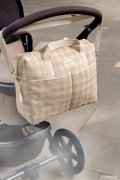 Sac à langer GALA IVORY CHECKS revendeur officiel nobodinoz ile de la reunion 974 boutique déco enfant puericulture bébé