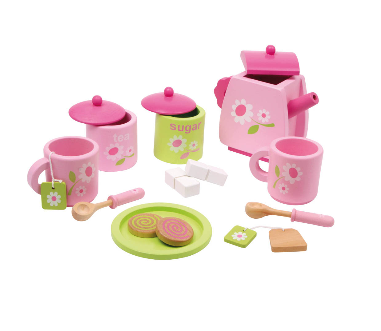 Service à thé en bois FLEUR magasin de jouet enfant ile de la réunion