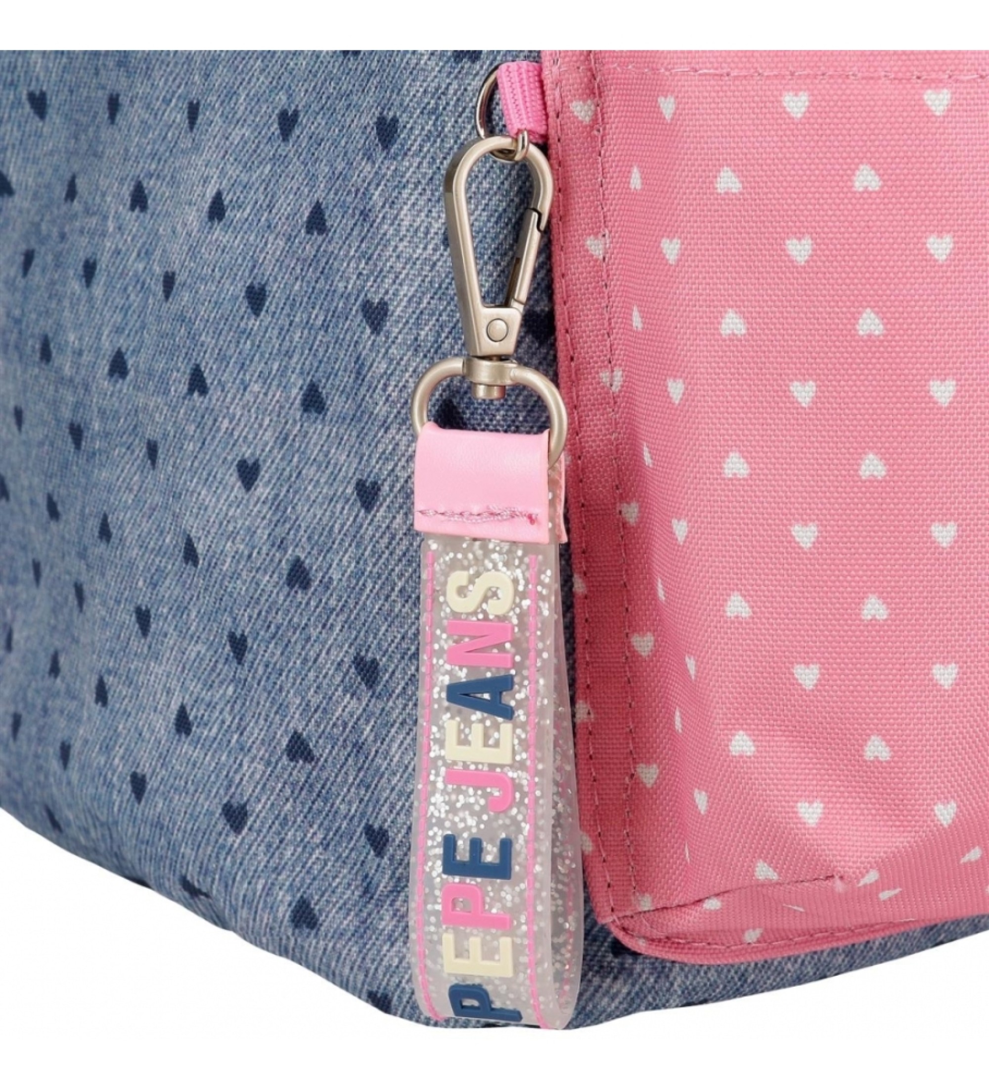 Sac à dos à roulettes pour école primaire cartable de qualité boutique pour enfant saint pierre ILE DE LA REUNION rentrée des classes écoles livraison 974 PEPE JEANS coeur rose bleu jeans fille