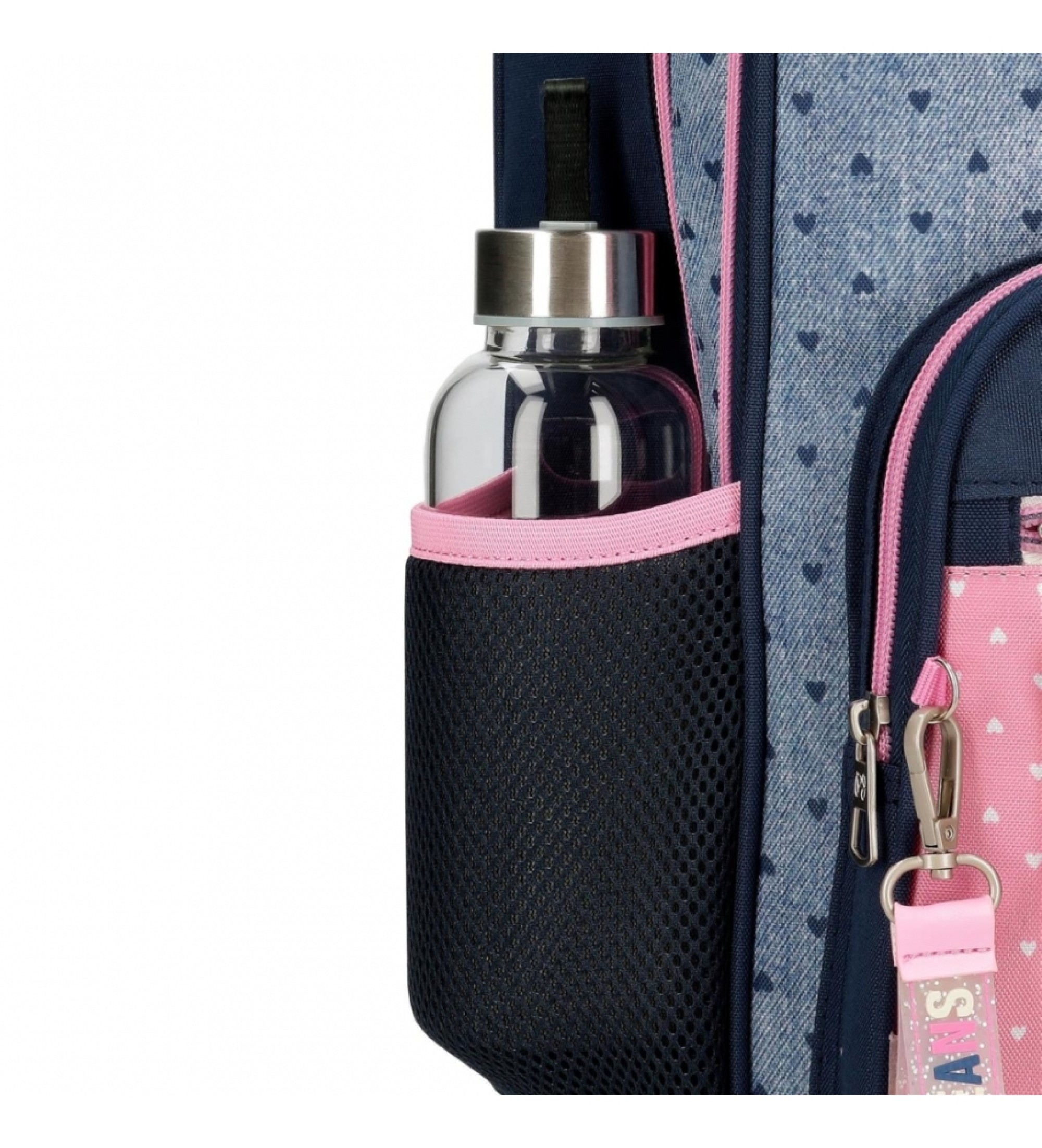 Sac à dos à roulettes pour école primaire cartable de qualité boutique pour enfant saint pierre ILE DE LA REUNION rentrée des classes écoles livraison 974 PEPE JEANS coeur rose bleu jeans fille