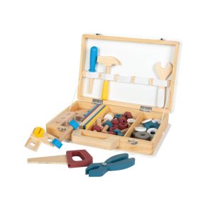 Bigjigs Toys Boîte à Outils Enfant – 28 Pièces En Bois Et Métal, Marteau, Tournevis, Scie, Pour Bricoler Dès 8 Ans