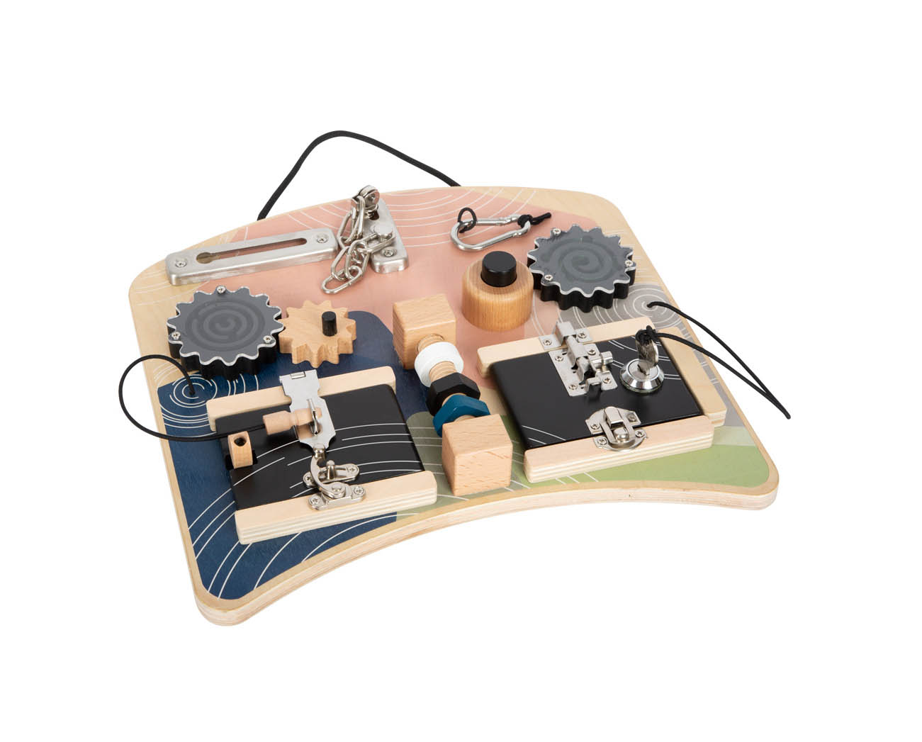 Planche de motricité Serrures et rotations EN BOIS boutique de jouets pour enfants saint pierre 97410 reunion livraison 974