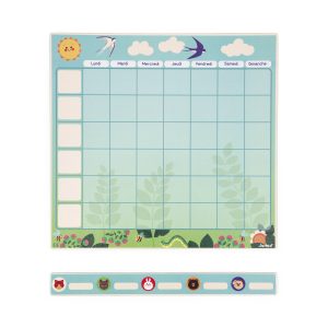 Janod Tableau D'organisation Magnétique – 97 Magnets – Semaine, Activités, 5 Personnages – Dès 3 Ans – 40x38 Cm