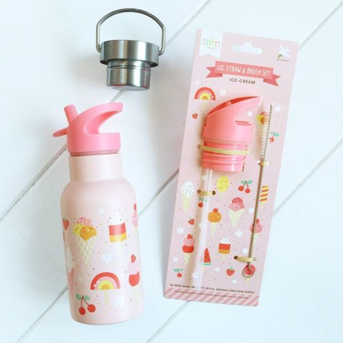 Set complet bouchon, paille et brosse goupillon pour gourde isotherme rentrée des classes magasin enfant st pierre 97410 livraison la Réunion 974