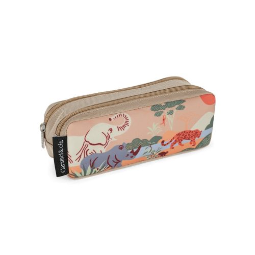 Trousse double SAFARI Rentrée des classes Maternelle boutique pour enfant saint pierre st denis ILE DE LA REUNION rentrée des classes écoles livraison 974 revendeur officiel caramel et Cie