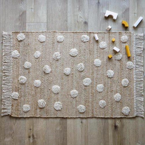 Grand tapis rectangle NOP en jute et coton décoration chambre enfant maison magasin pour enfant à st pierre 97410 livraison LA REUNION 974
