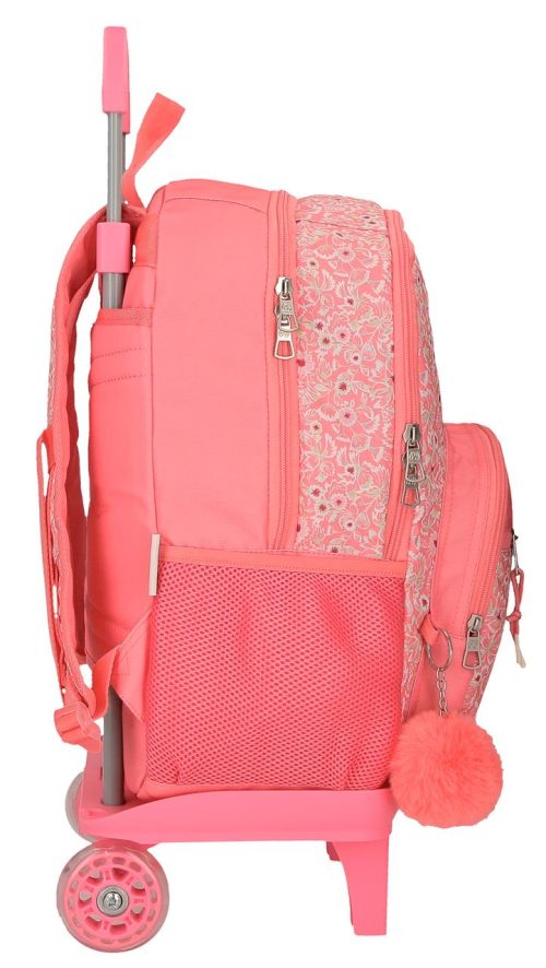 Sac scolaire pour un enfant en école primaire du CP au CM2 ou collège à roulettes amovible de bonne qualité et solide revendeur sac école boutique pour enfant st pierre st denis 974 ile de la reunion PEPE JEANS corail FILLE