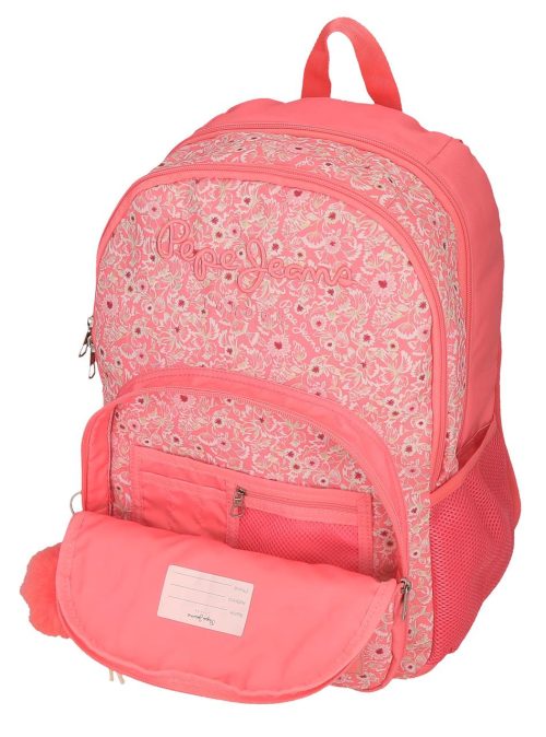 Sac scolaire pour un enfant en école primaire du CP au CM2 ou collège à roulettes amovible de bonne qualité et solide revendeur sac école boutique pour enfant st pierre st denis 974 ile de la reunion PEPE JEANS corail FILLE
