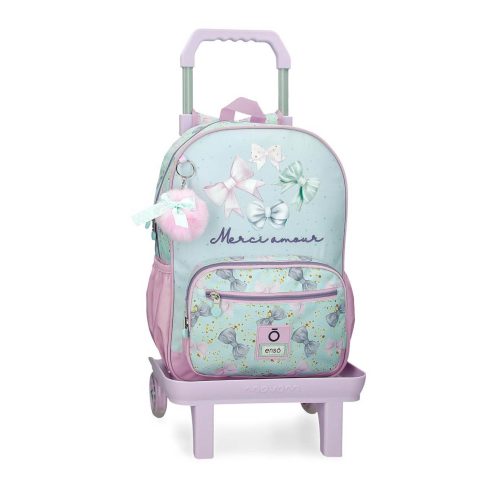 Sac scolaire pour un enfant en école primaire du CP au CM2 ou collège à roulettes amovible de bonne qualité et solide revendeur sac école boutique pour enfant st pierre st denis 974 ile de la reunion AMOUR LILAS ROSE