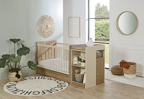 Chambre bébé évolutif HAZEL lit combiné pratique mobilier bébé haut de gamme qualité éco responsable magasin de meubles à st pierre 97410 et Duparc livraison LA REUNION 974