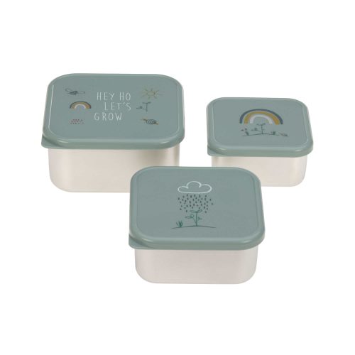Lot de 3 boîtes à gouter inox HAPPY revendeur officiel lassig boutique enfant rentrée des classes école saint pierre sainte marie 974