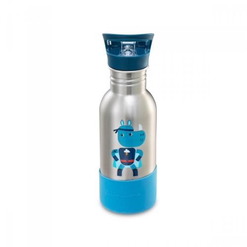 Gourde en acier inoxydable super marius le rhino marque LILLIPUTIENS rentrée scolaire livraison LA REUNION 974 magasin à saint pierre 97410 et Sainte Marie DUPARC 97438