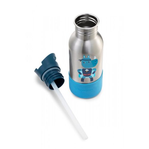 Gourde en acier inoxydable super marius le rhino marque LILLIPUTIENS rentrée scolaire livraison LA REUNION 974 magasin à saint pierre 97410 et Sainte Marie DUPARC 97438