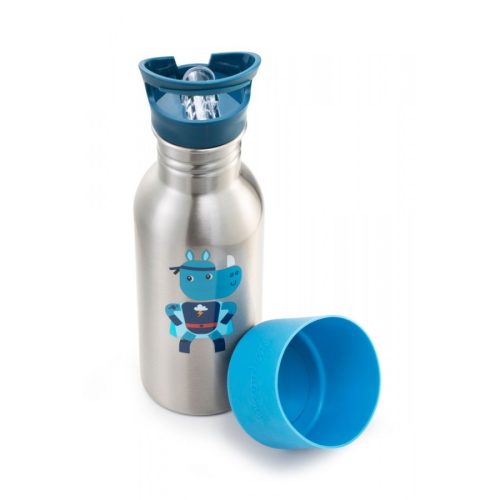 Gourde en acier inoxydable super marius le rhino marque LILLIPUTIENS rentrée scolaire livraison LA REUNION 974 magasin à saint pierre 97410 et Sainte Marie DUPARC 97438