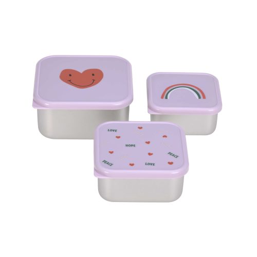 Lot de 3 boîtes à gouter inox HAPPY revendeur officiel lassig boutique enfant rentrée des classes école saint pierre sainte marie 974