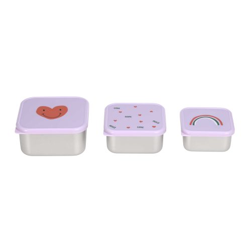 Lot de 3 boîtes à gouter inox HAPPY revendeur officiel lassig boutique enfant rentrée des classes école saint pierre sainte marie 974