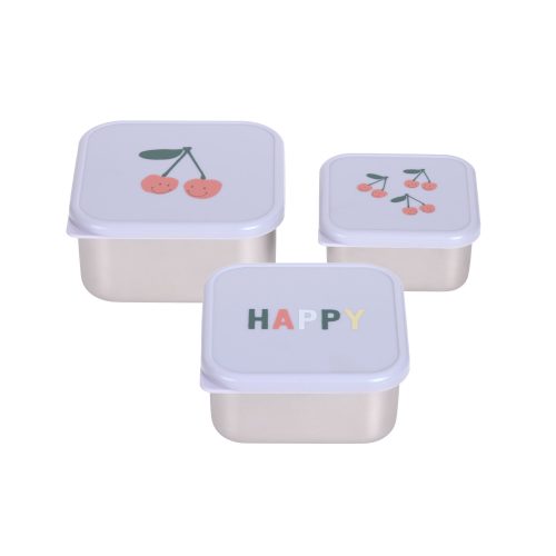 Lot de 3 boîtes à gouter inox HAPPY revendeur officiel lassig boutique enfant rentrée des classes école saint pierre sainte marie 974