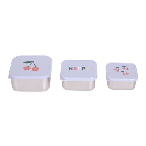 Lot de 3 boîtes à gouter inox HAPPY revendeur officiel lassig boutique enfant rentrée des classes école saint pierre sainte marie 974