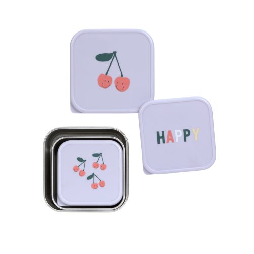 Lot de 3 boîtes à gouter inox HAPPY revendeur officiel lassig boutique enfant rentrée des classes école saint pierre sainte marie 974