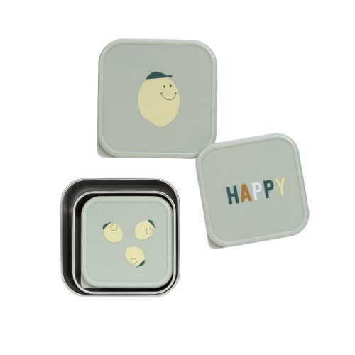 Lot de 3 boîtes à gouter inox HAPPY revendeur officiel lassig boutique enfant rentrée des classes école saint pierre sainte marie 974