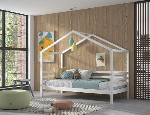 lit cabane en bois blanc JULES lit enfant bois massif magasin de mobiliers à st pierre 97410 livraison la réunion 974
