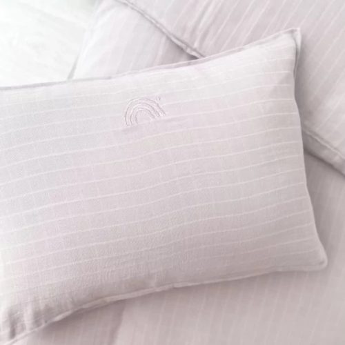 Parure housse de couette 100X140 coton bio uni LILAS gaze de coton bio revendeur LITTLE CREVETTE magasin pour enfant st pierre 97410 livraison 974 La Réunion
