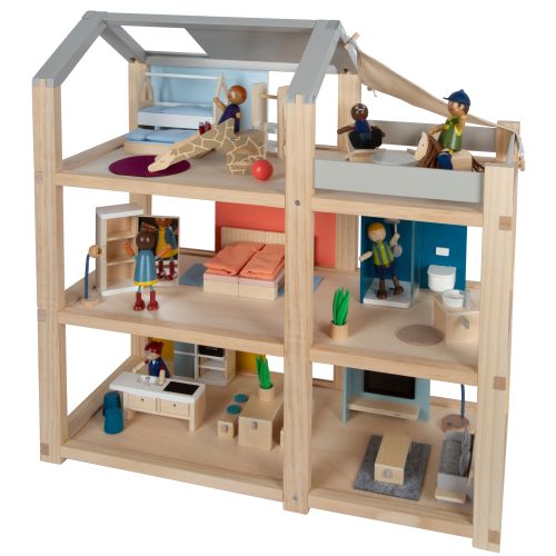 Maison de poupée en bois avec accessoires magasin de jouets en bois à st pierre 97410 livraison LA REUNION 974