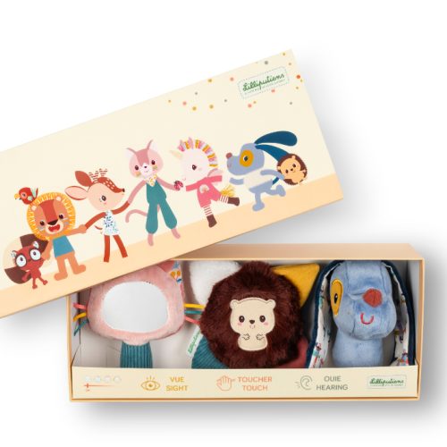 Set de découvertes sensorielles JULES LE CHIEN Boutique de jouets pour enfant Revendeur officiel LILLIPUTIENS jouets d’éveil en bois et tissu livraison sur toute l'ile ile de la réunion 974