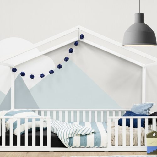 Lit 90x200 cabane Montessori LINA avec barrière magasin de meuble pour jeune enfant ILE DE LA REUNION livraison sur toute l'ile saint pierre 974 97410