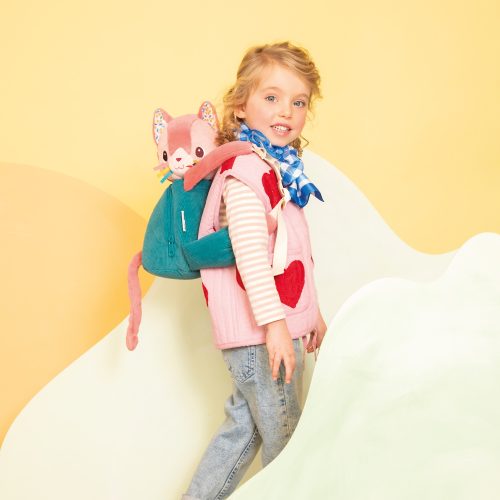 Sac à dos doux JEANNE LE CHAT Boutique de jouets pour enfant Revendeur officiel LILLIPUTIENS jouets d’éveil en bois et tissu livraison sur toute l'ile ile de la réunion 974 sac école rentrée des classes maternelle