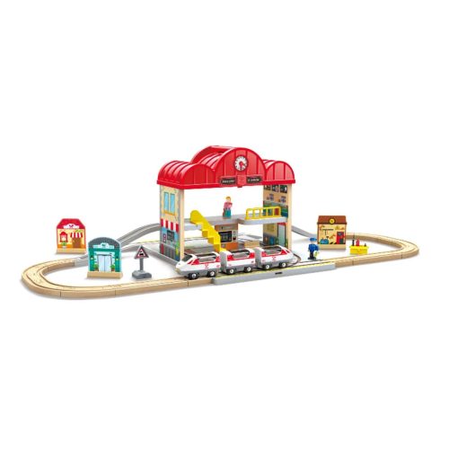 Coffret circuit de train portable marque HAPE magasin de jouets en bois à st pierre 97410 livraison la réunion 974 centre commercial DUPARC