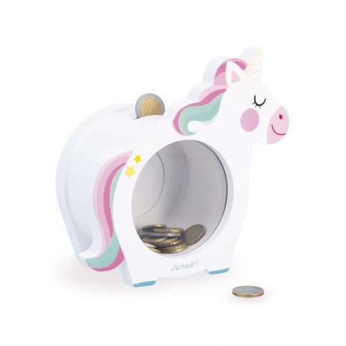 Tirelire en bois LICORNE Boutique de jouets pour enfant Revendeur officiel JANOD livraison sur toute l'ile saint pierre Ste marie st Denis ile de la réunion 974 magasin déco pour enfant