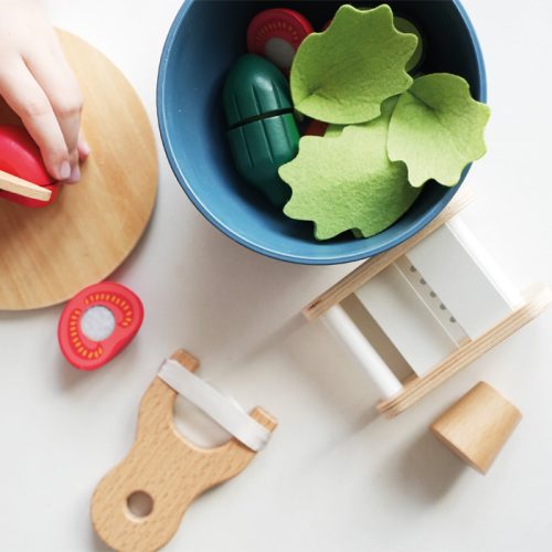 Set de salade à découper en bois boutique de jouet pour enfant ile de la reunion 974 st pierre st denis