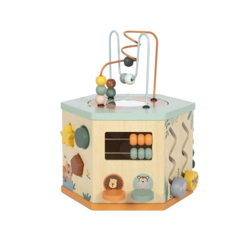 Cube d'activité en bois, jeu de motricité fine 7 faces SAFARI jouet bébé et enfant ile de la reunion jouets en bois boutique concept store 974