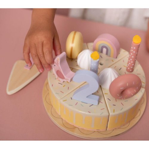 Gâteau d'anniversaire en bois aliment factice pour cuisine enfant marque little dutch magasin de jouets en bois à st pierre 97410 livraison LA REUNION 974 centre commercial duparc ste marie