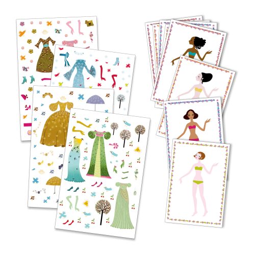 Stickers & Paperdolls Robes des 4 saisons revendeur officiel DJECO marque enfant loisirs créatifs et jeux de société sur l'ile de la reunion 974