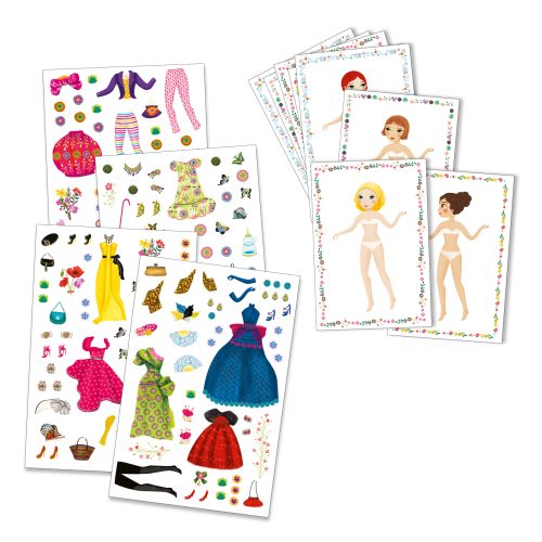 Stickers & Paperdolls Robes TROP MODE revendeur officiel DJECO marque enfant loisirs créatifs et jeux de société sur l'ile de la reunion 974