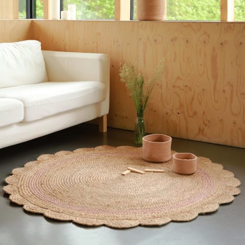 Grand tapis rond NEHA NUDE en jute décoration chambre enfant maison magasin pour enfant à st pierre 97410 livraison LA REUNION 974