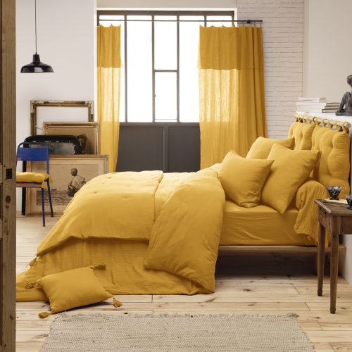 Plaid Bout de lit en gaze de coton MOUTARDE boutique tendance de décoration pour chambre d'enfant et ado ile de la reunion France métropolitaine 974