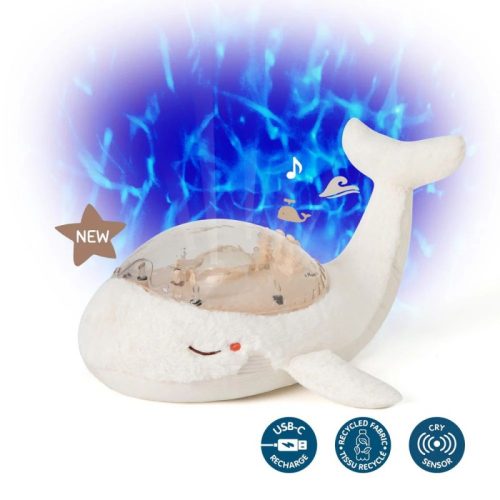 Veilleuse peluche avec sons TRANQUIL WHALE BLANC rechargeable cloud b projection mer aquatique idée cadeau naissance magasin de mobiliers et décos chambre d'enfant à st pierre 97410 livraison 974 la réunion