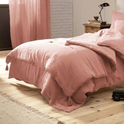 Plaid Bout de lit en gaze de coton ROSE boutique tendance de décoration pour chambre d'enfant et ado ile de la reunion France métropolitaine 974