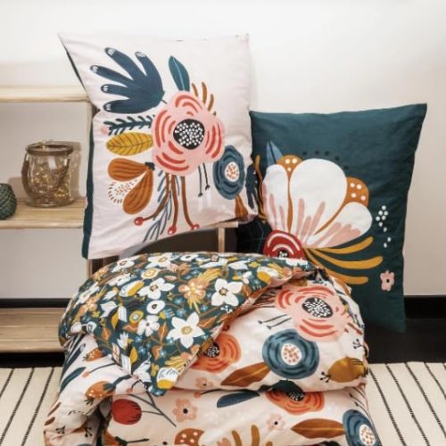 Parure de lit 140x200 JARDIN DE FLEURS boutique tendance de décoration pour chambre d'enfant et ado ile de la reunion France métropolitaine 974