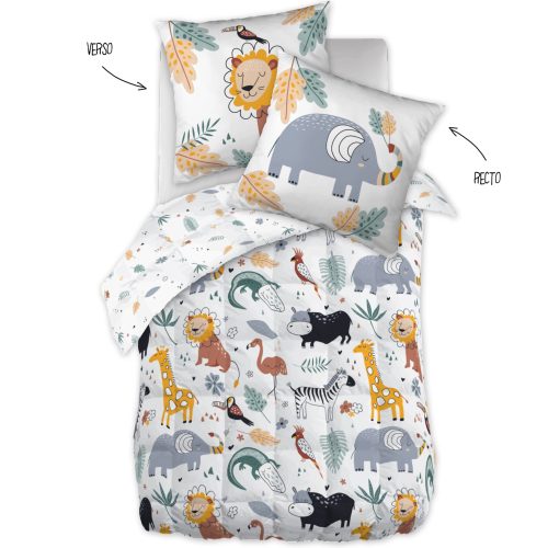 Couette imprimée 140x200 avec 1 taie d’oreiller ANIMAUX DE LA SAVANE boutique tendance de décoration pour chambre d'enfant et ado ile de la reunion France métropolitaine 974