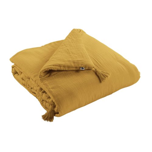 Plaid Bout de lit en gaze de coton MOUTARDE boutique tendance de décoration pour chambre d'enfant et ado ile de la reunion France métropolitaine 974